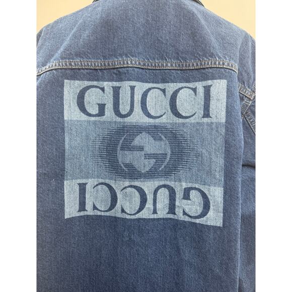 Men's Gucci NWT Indigo Blue Interlocking G Lasered Denim Jacket Size 52 - Picture 16 of 16